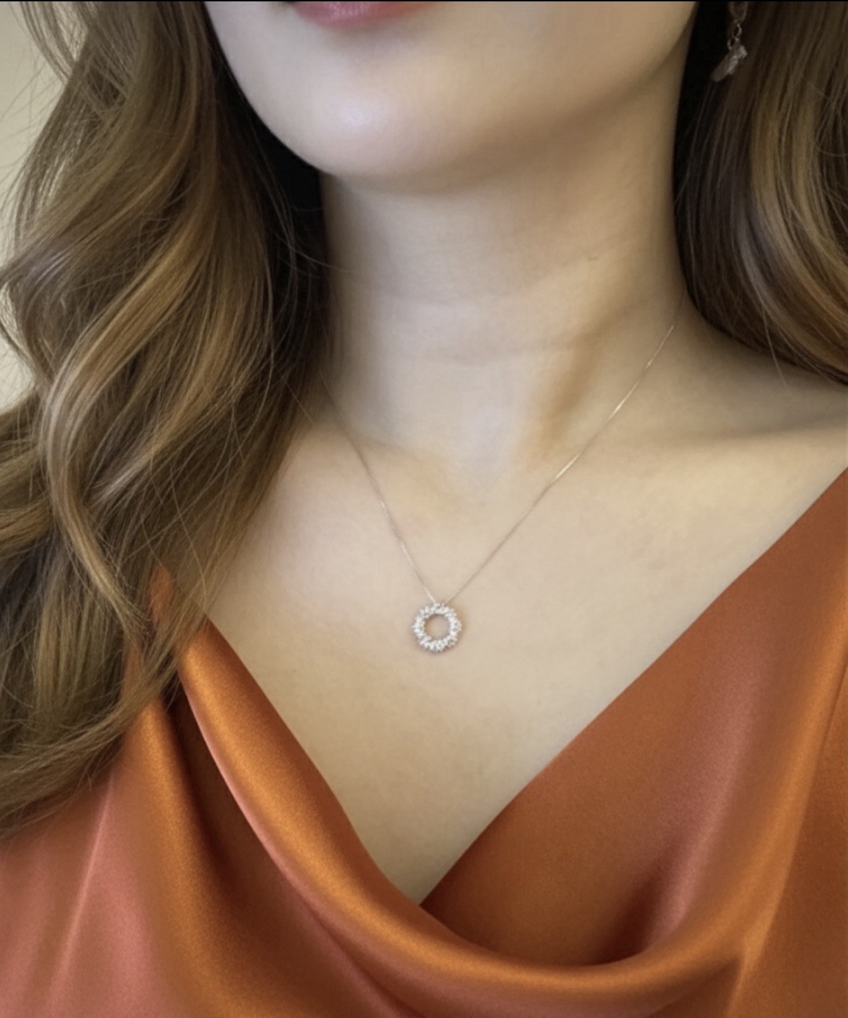 18K Solid Gold Diamond Necklace Women 0.30ct Round VS-SI Real Gold Dainty Gift