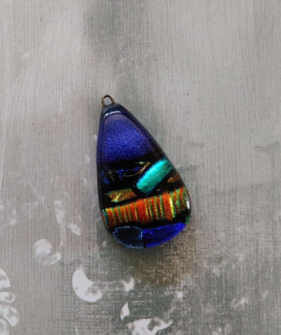 vintage pendant finding component dichroic art glass precious metal foil artisan