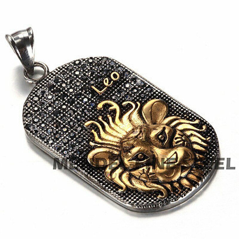 MENDEL Mens Gold Plated Leo Zodiac Sign Constellation Horoscope Pendant Necklace