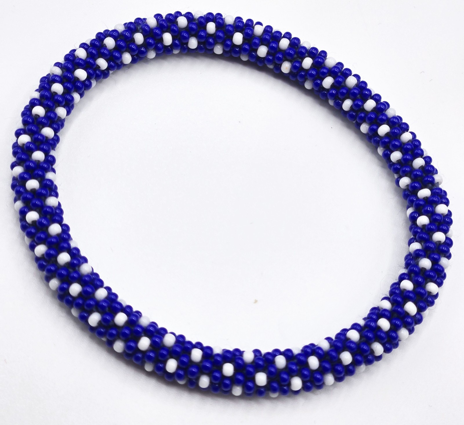 Set of 2 Handmade Nepal Glass Seed-Bead Crochet Boho Chic Roll-On Bracelet