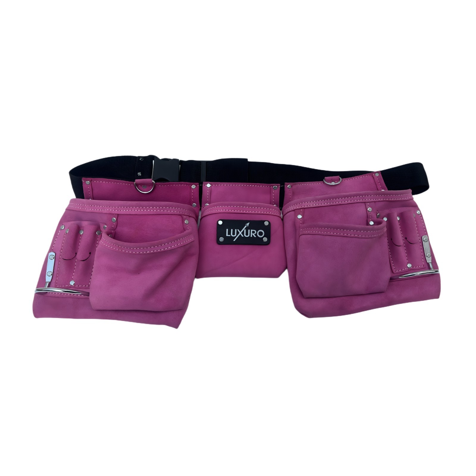 Dark Pink Tool Belt Pouch 11 Pocket Hammer Holder Heavy Duty Durable Work Belt