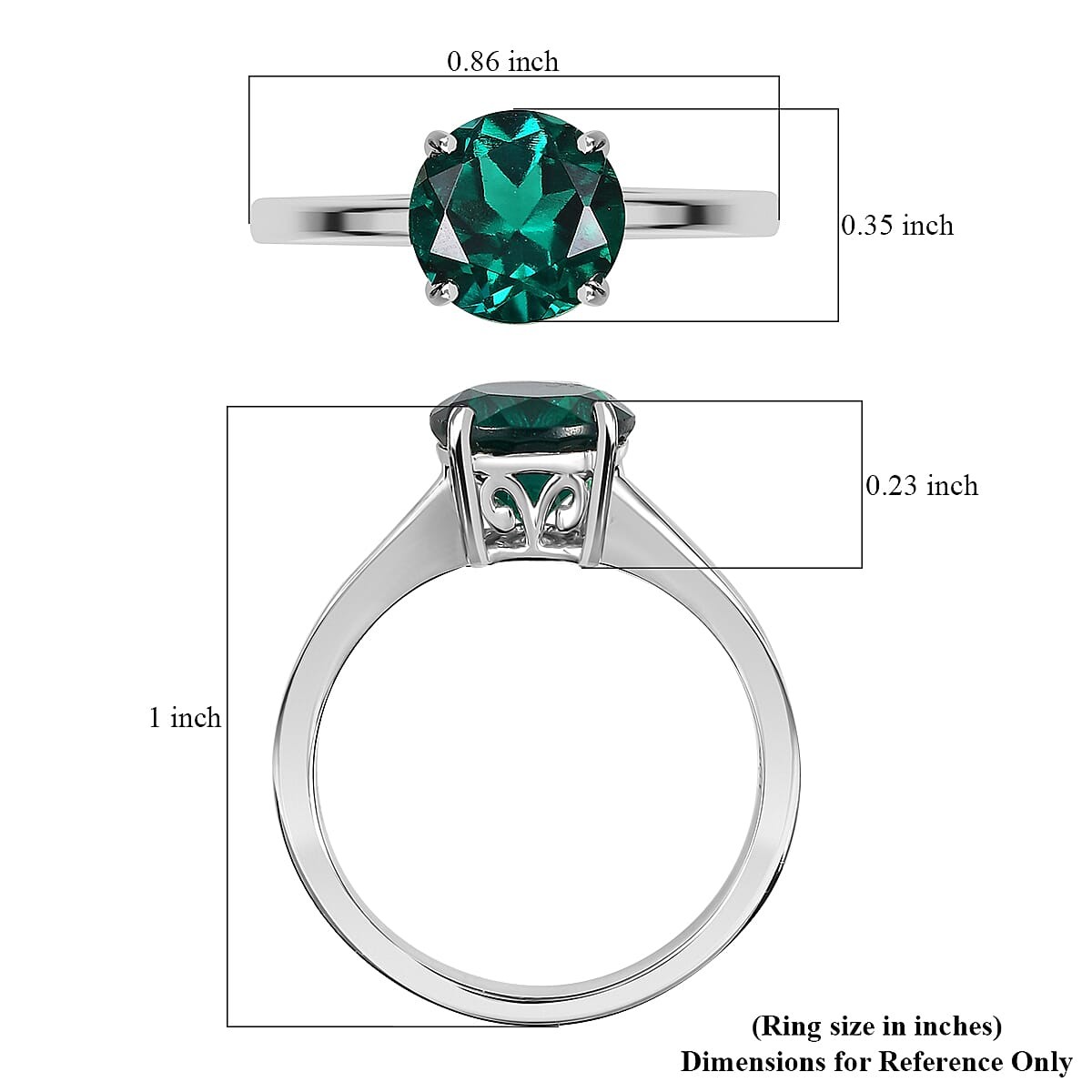 AAA Lab Grown Emerald 1.64 ctw Solitaire Ring in 10K White Gold Size 9.0