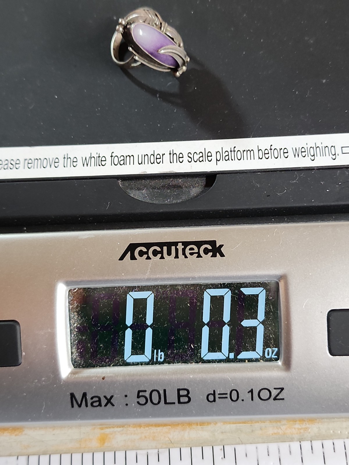 Navajo Sterling Silver Sugilite Ring Signed Nakai Size 7 Vintage Antique Estate