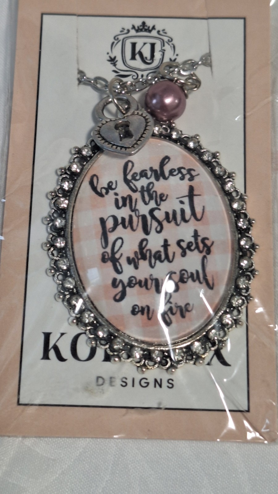 Kole Jax Designs Silver Tone Oval Rhinestone Pendant Purple Charm Cable Necklace