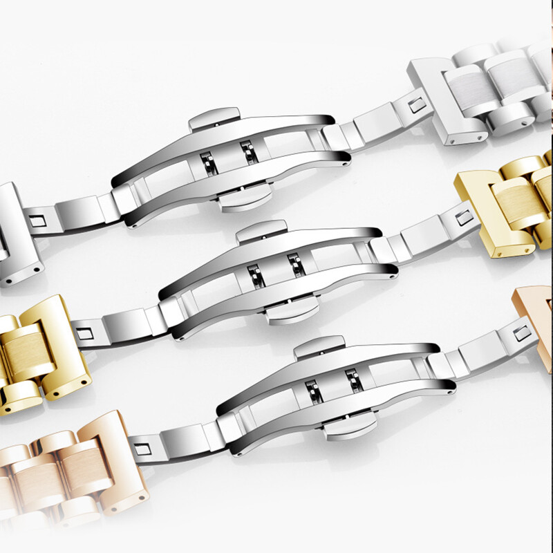 20/21/22mm Metal Watch Strap Stainless Steel Band Bracelet w Butterfly Buckle