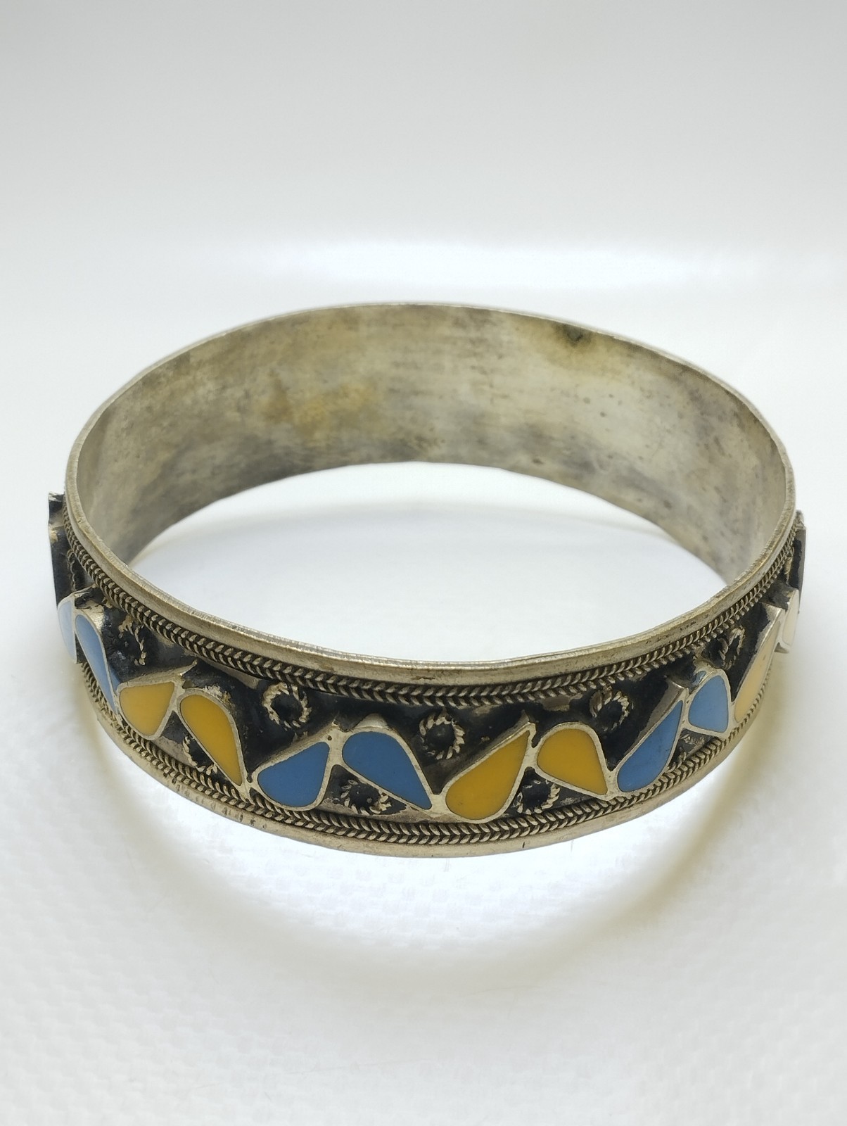 RARE ANTIQUE MOROCCAN BERBER SILVER CUFF BRACELET HANDCRAFTED TUAREG DESIGN