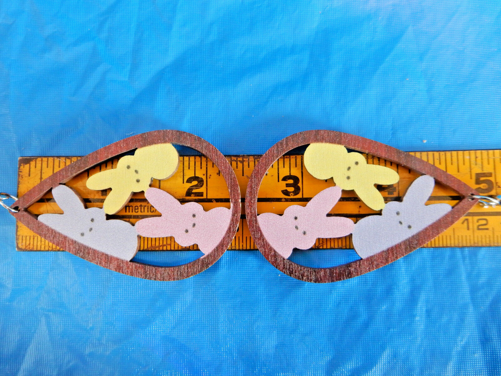 A-DOR-ABLE PEEPS BUNNY WOODEN CUTOUT EARRINGS, PERFECT 4 EASTER, SPRING, ANYTIME
