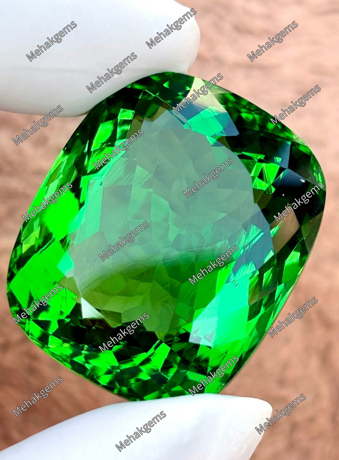 105 Ct Green Peridot Cushion Cut Gemstone, Rare Collector Size Statement Jewelry