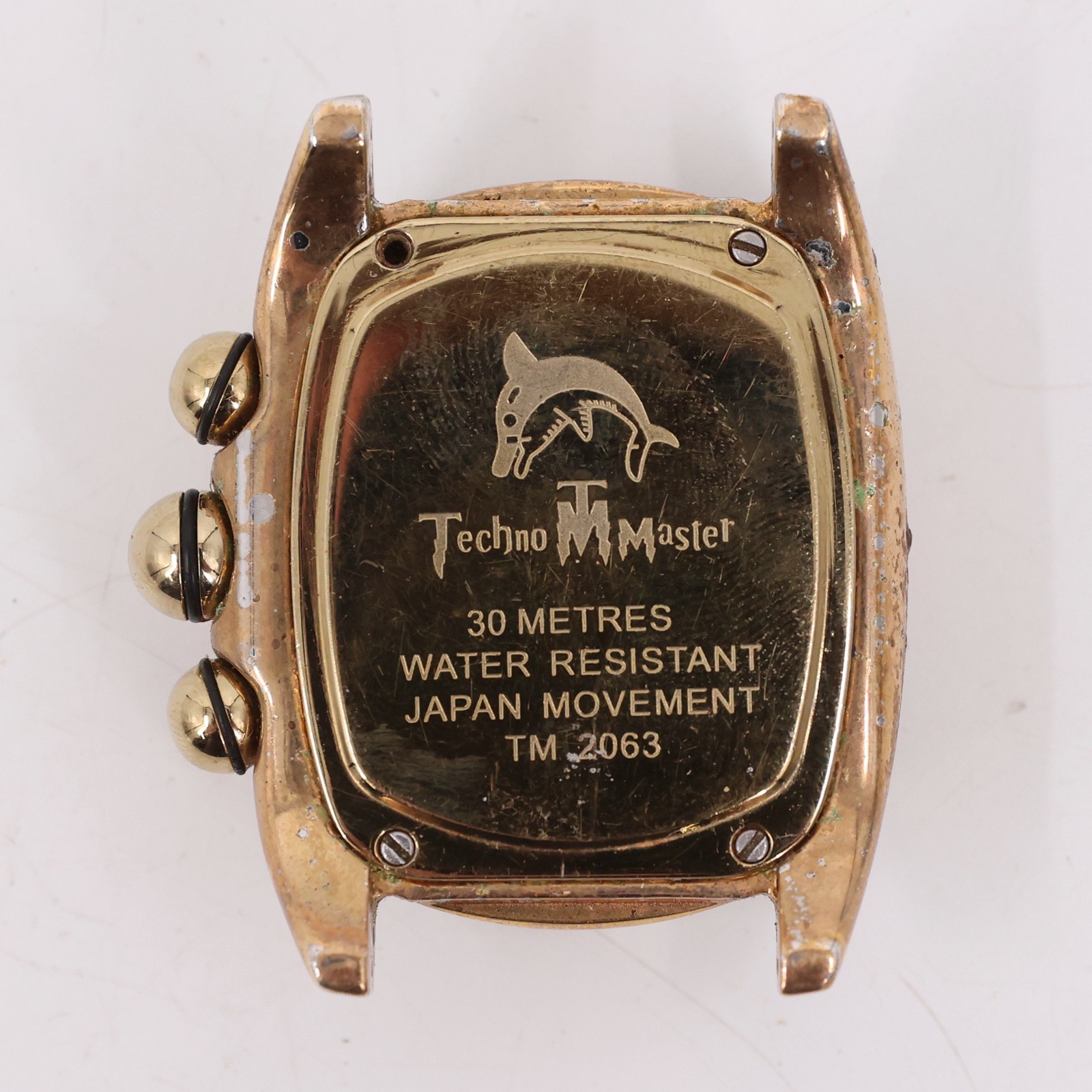 Techno Master TM 2063 Diamond Chronograph Watch Case Gold Tone 1.75″