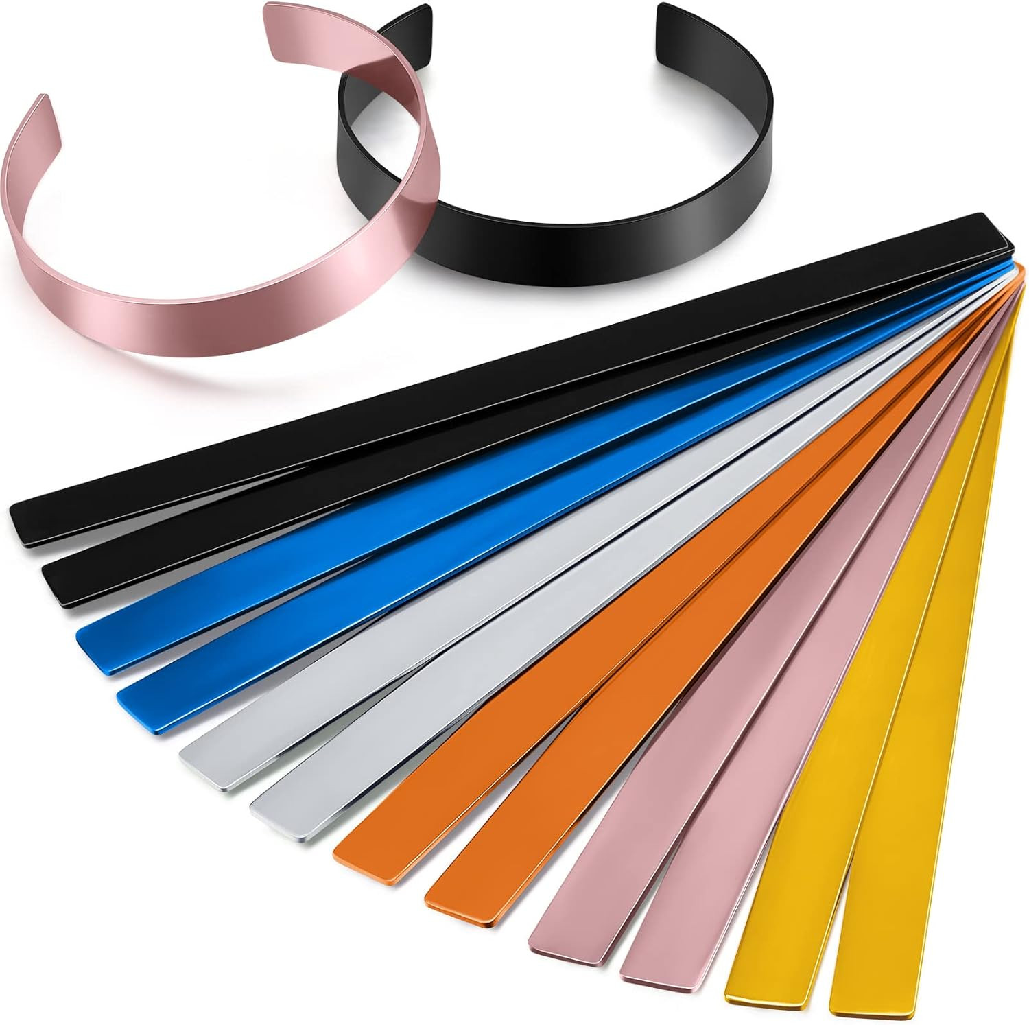 12 Pcs Anodized Aluminum Bracelet Blanks Stamping Blanks Engraving Colorful Meta