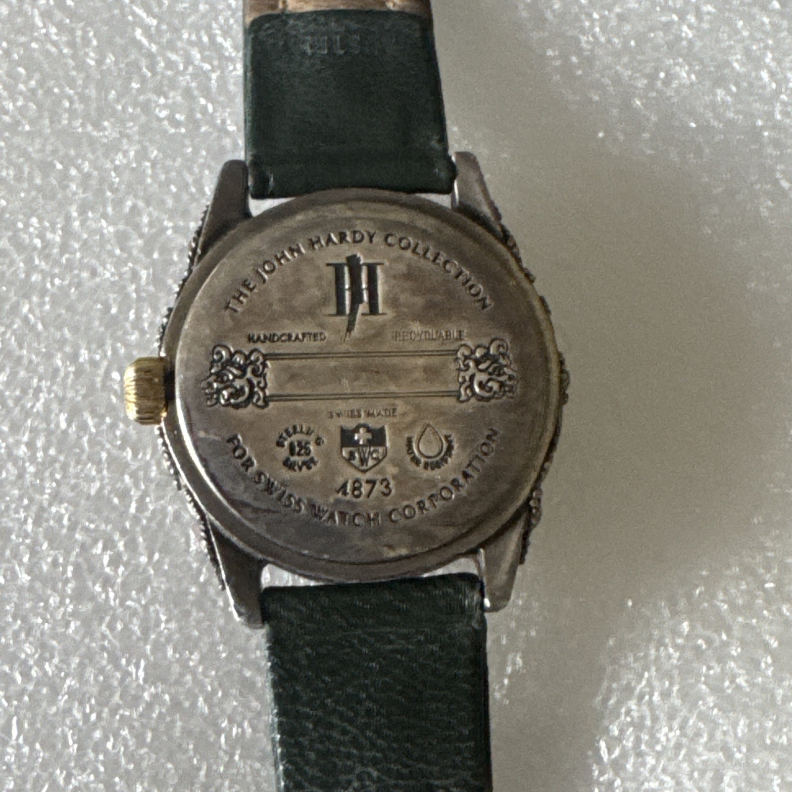John Hardy Watch Gold Original Green Crocodile Band 4873 Please Read Description