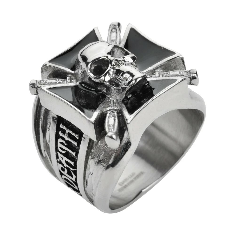 Men’s Stainless Steel Maltese Cross Skull Ring size 9 to 18 / 122