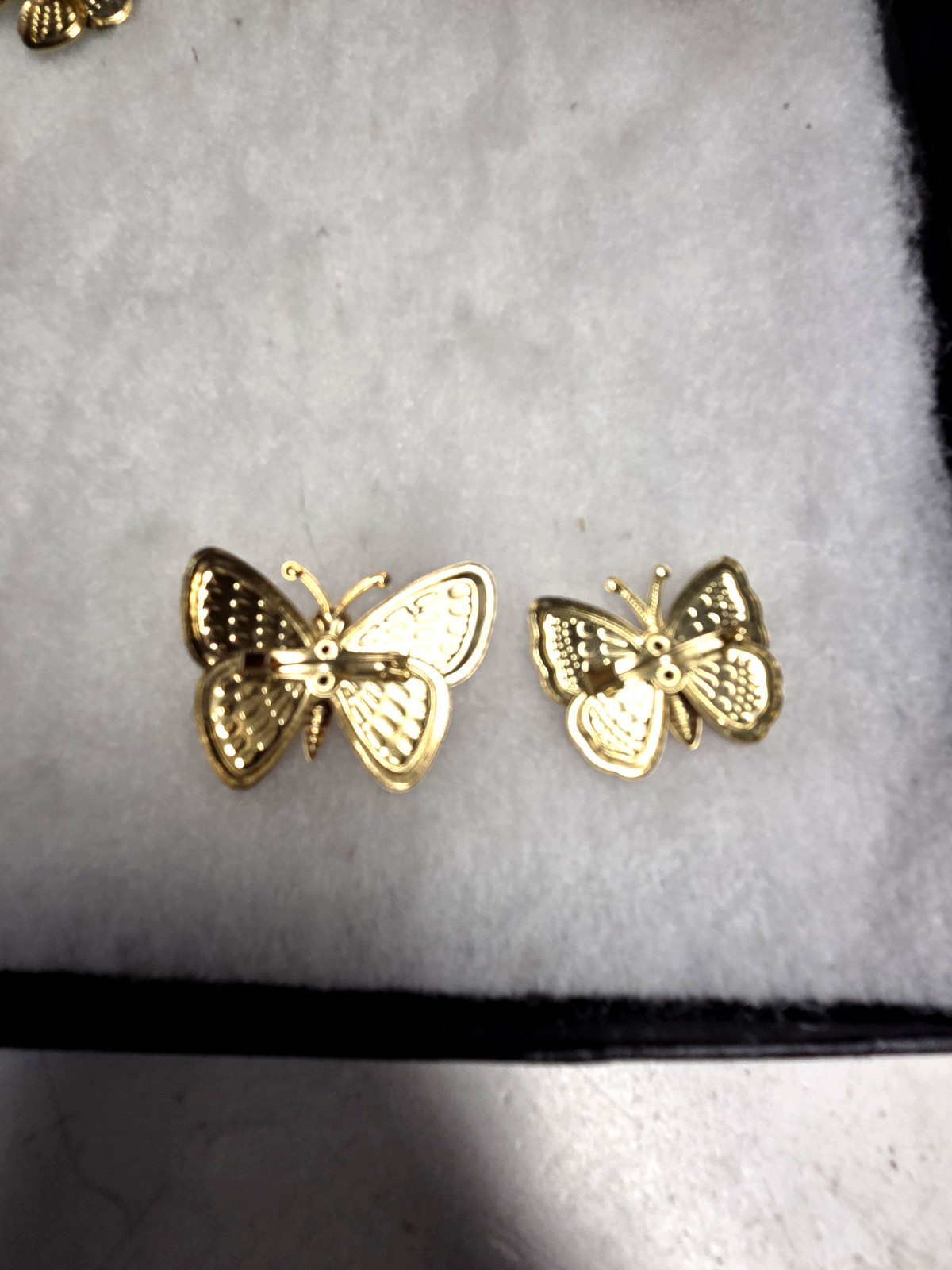 Vtg gold tone burgandy epoxy Butterfly Pin Combo