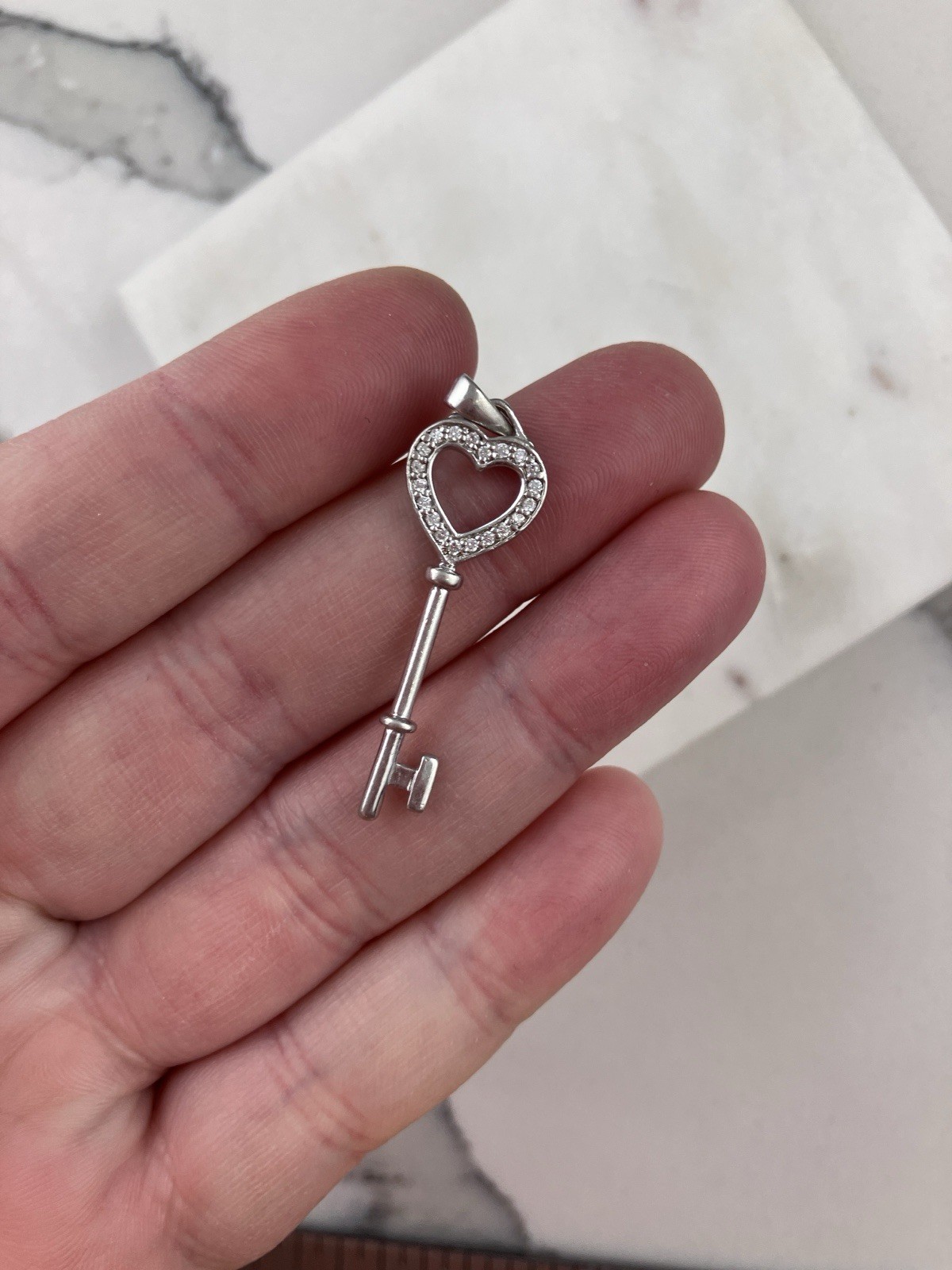 925 Sterling Silver C Z Key To My Heart Pendant