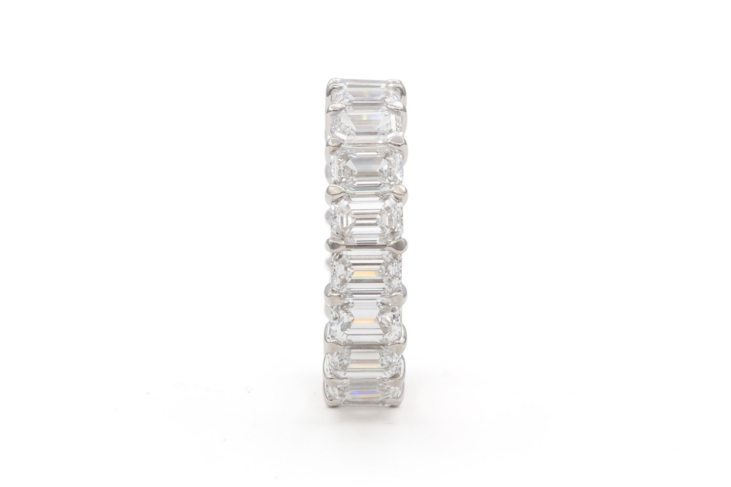 GIA Certified Emerald Cut Diamond Eternity Band 7.71ctw D-F/IF-VS 14k White Gold