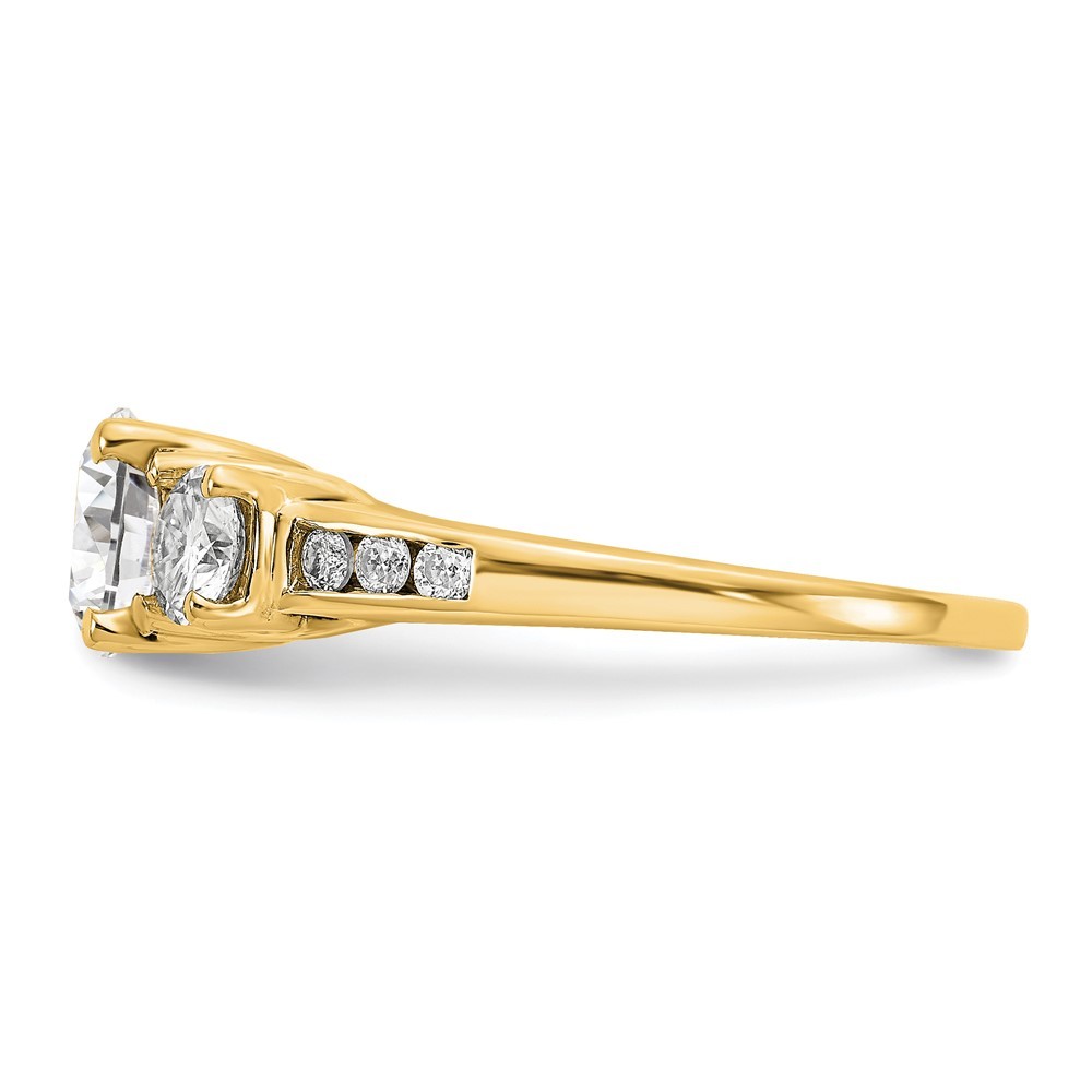 14k Yellow Gold 1.50ct. Round Cut Moissanite Three Stone Engagement Ring Size 7