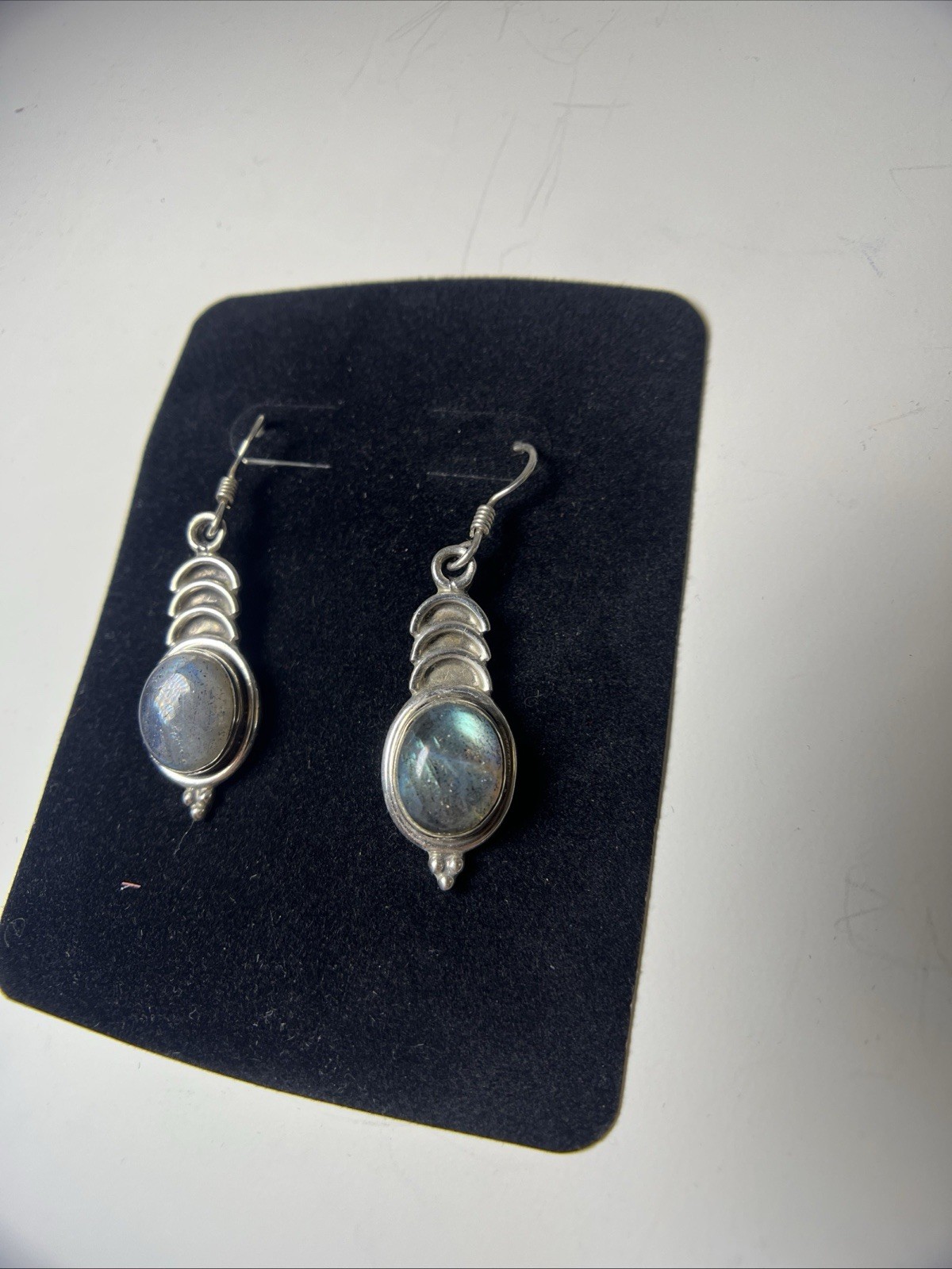 Lot of 3 Pairs Vintage 925 Sterling Silver Cabochon Dangle Earrings Boho