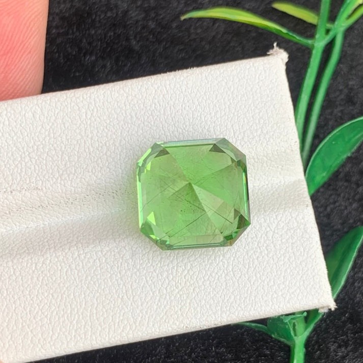 16.96 Carats Natural Rutile Green Peridot Asscher Cut From Pakistan