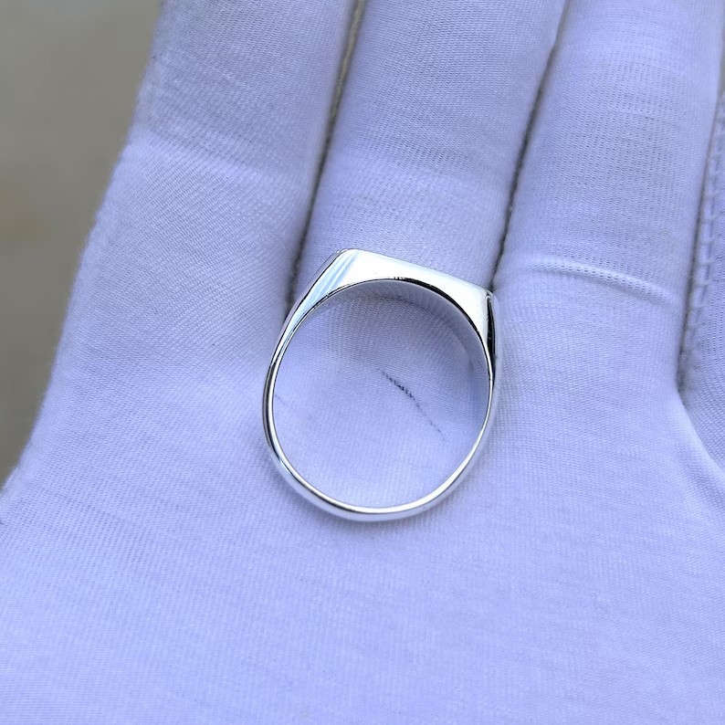 Classic Men’s Plain 925 Sterling Silver Ring, Minimalist Smooth Band Biker Ring
