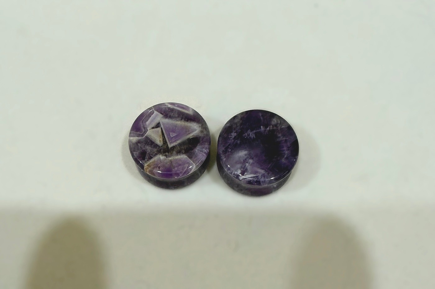 3/4″ 19mm Amethyst Stone Plugs with Good Variation (Double Flare)