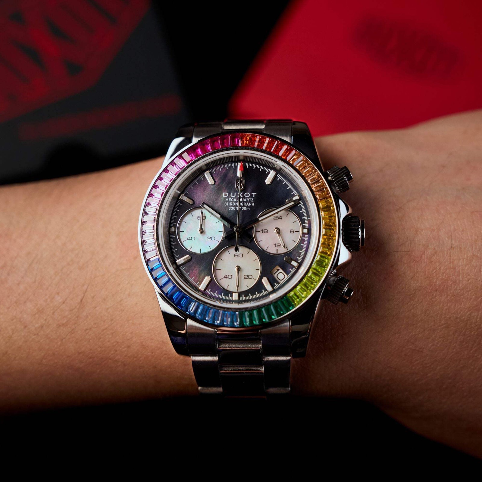 Duxot Accelero Rainbow Stainless Steel 40mm Meca-Quartz Wristwatch DX-2064-22