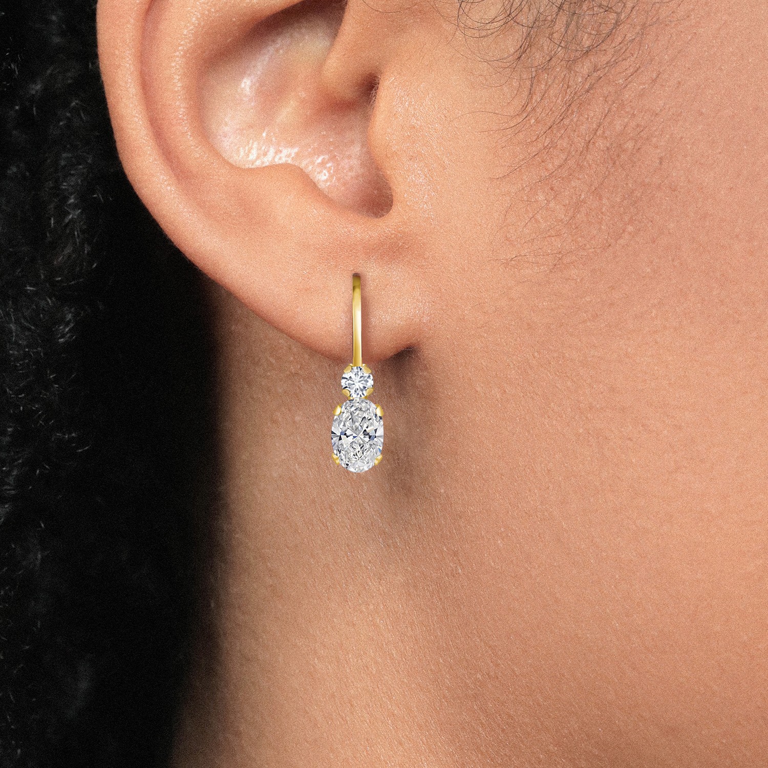 14K Gold White Lab Grown Diamond Leverback Earrings For Women | 0.86 Cttw |
