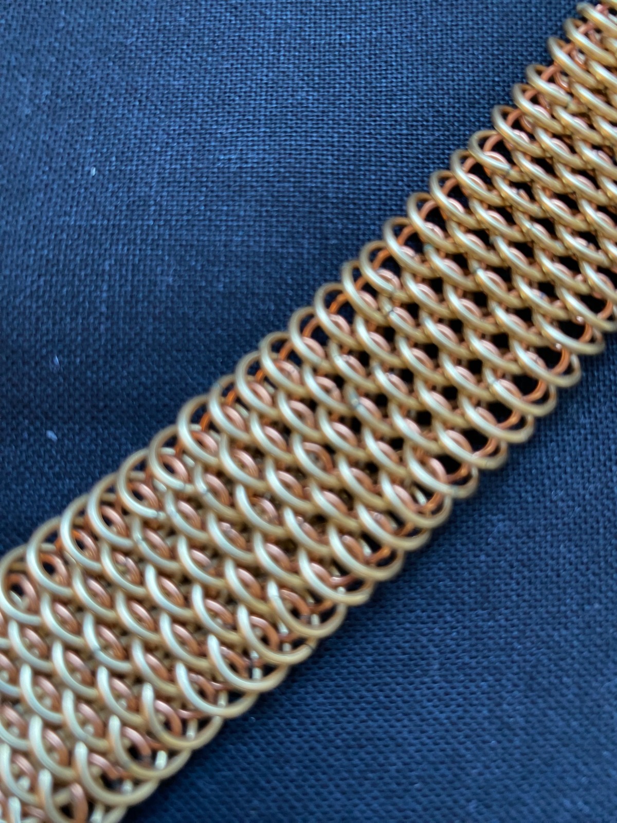 Chainmaille dragon scale hand crafted bracelet brass copper slide clasp