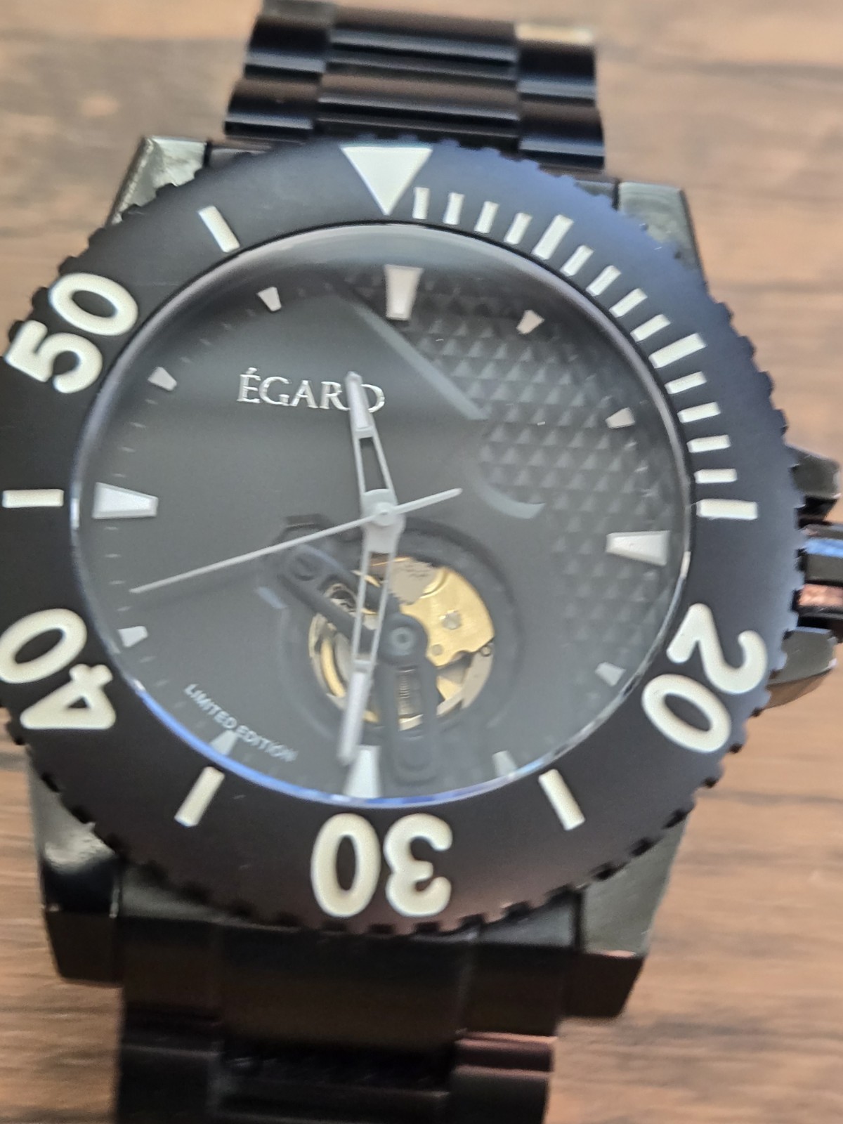 Egard Navita Black Limited Edition Diver Miyota Automatic 45 mm w Bracelet /125