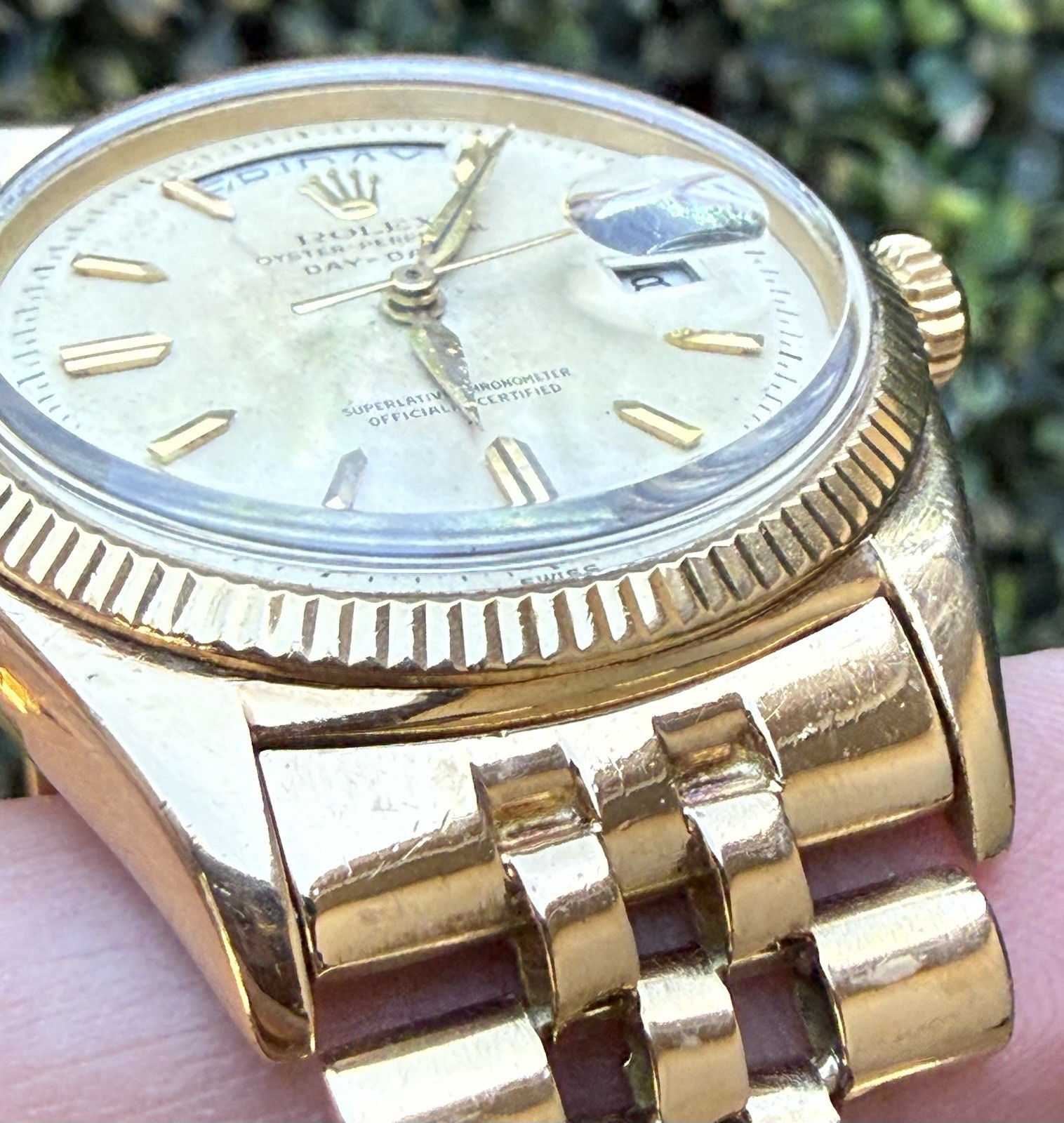 1958 Rolex Day-Date 36mm Watch 6611 18k Gold Jubilee Engraved Fluted President