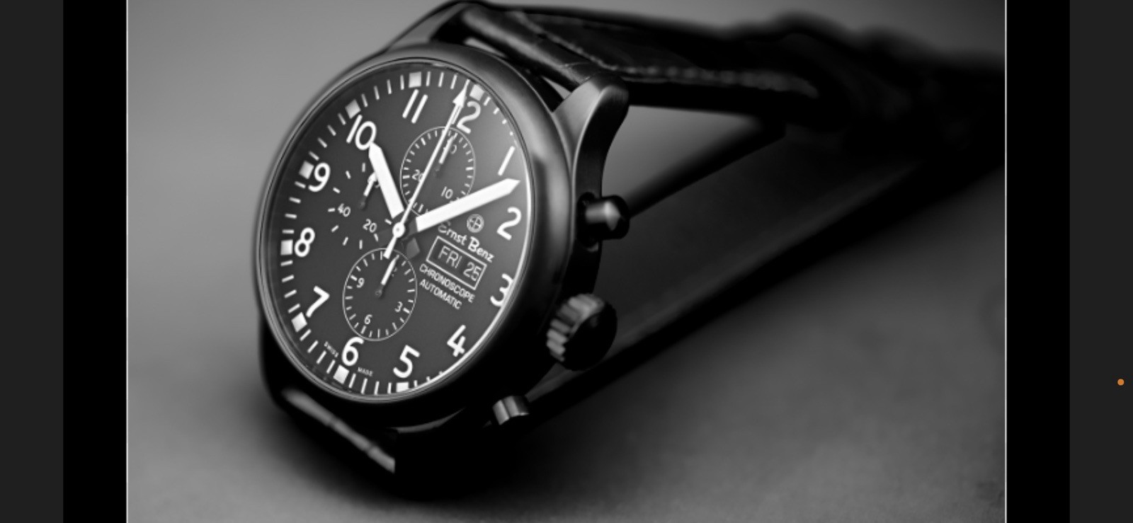 Ernst Benz Chronoscope 47mm Black PVD Chronograph Automatic Rubber Band Watch