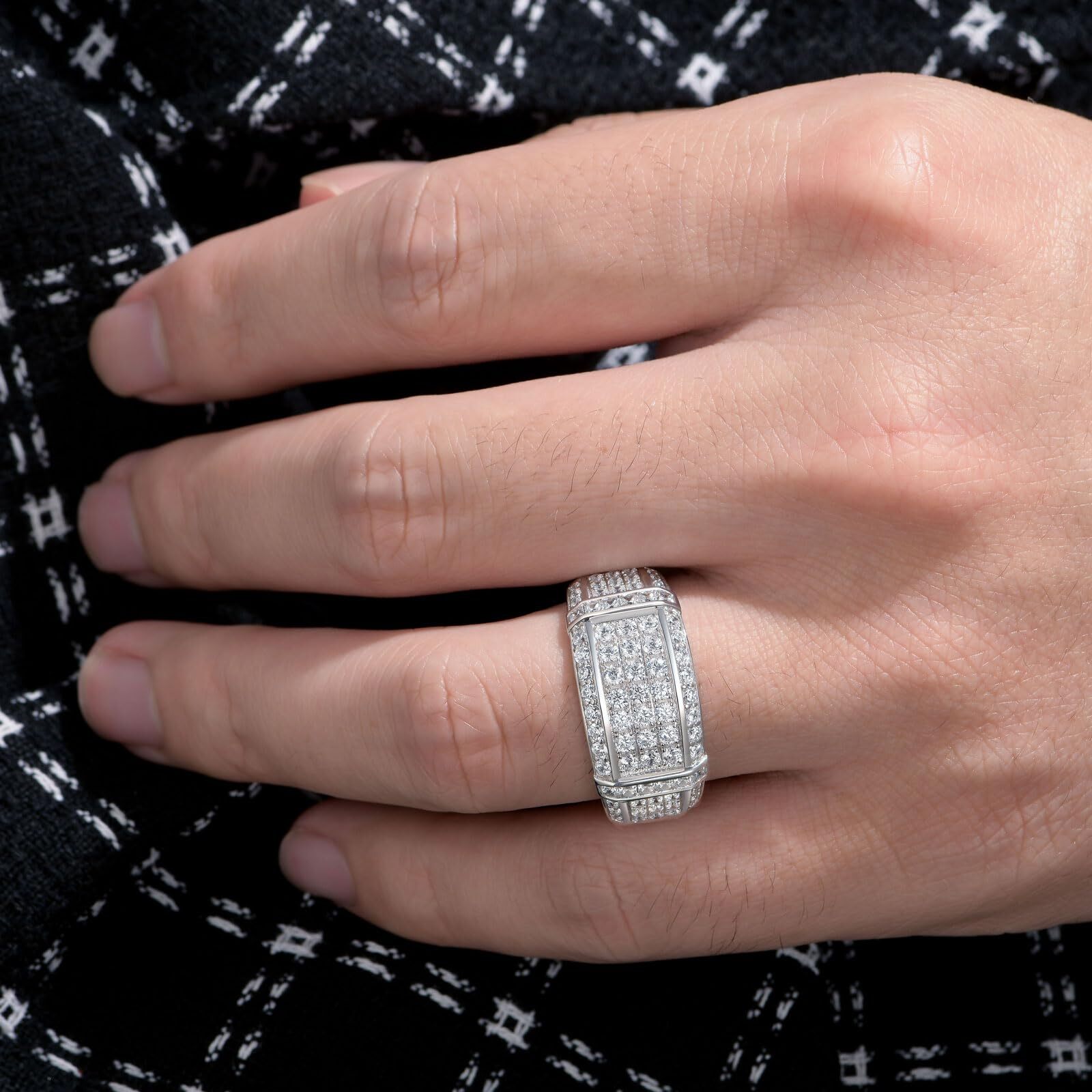 Mens Wedding Ring Sterling Silver Mens Engagement Ring Band Promise Ring Sz7-14