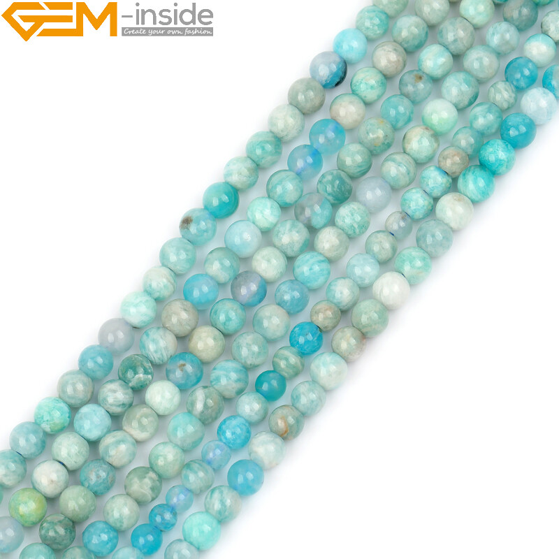 Round Natural African Blue Amazonite Gemstone Charm Beads For Jewelry Making 15″
