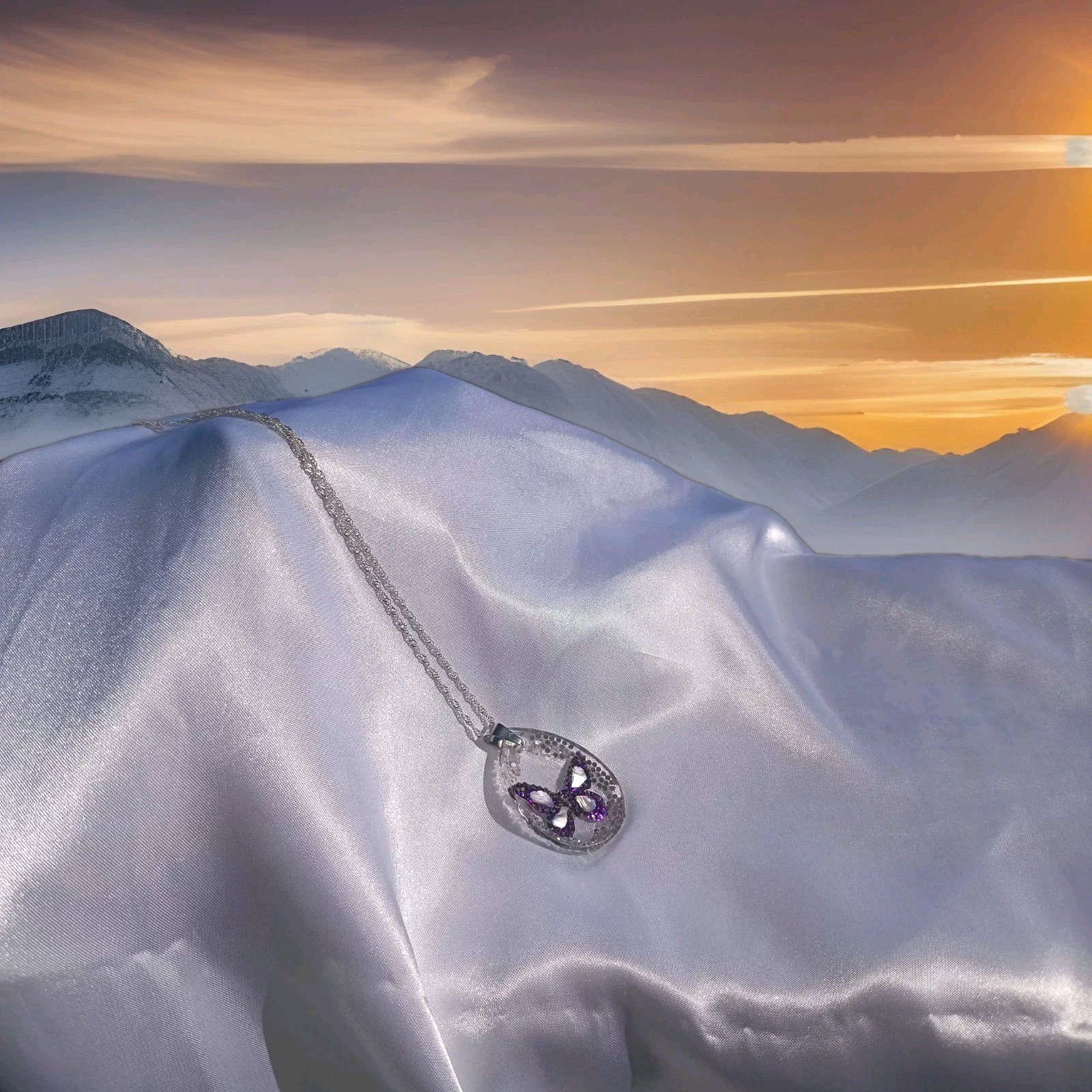 Crystal Butterfly Pendant Necklace, Reversible, Mother of Pearl The Perfect Gift