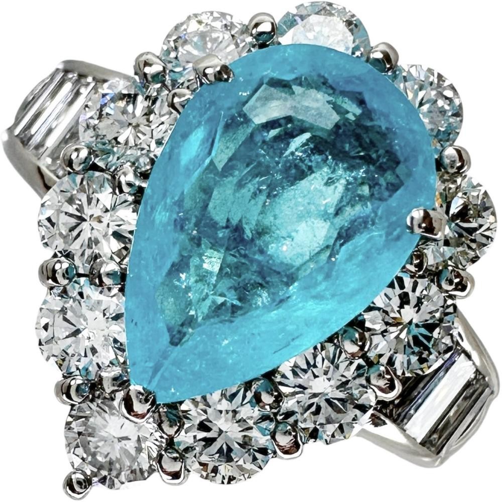 US 6.8 Mitsukoshi Paraiba tourmaline from Mozambique 2.60ct diamond 1.83ct R…