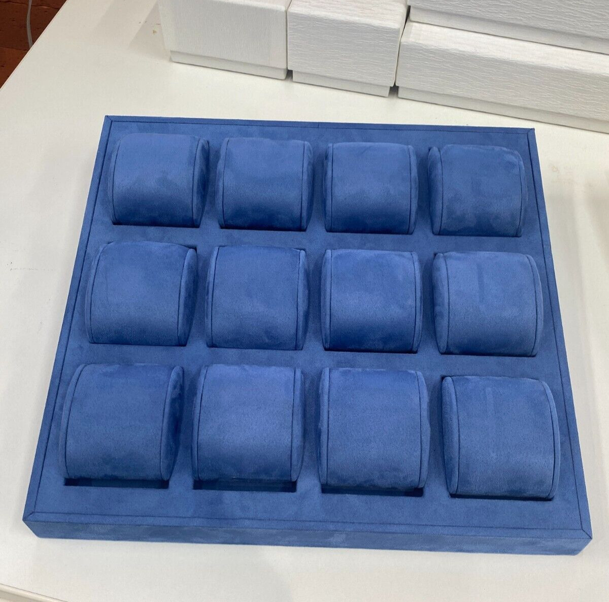 Khaki or Blue Watch Display 12 Slots Removable Pillows Smooth Soft Finish