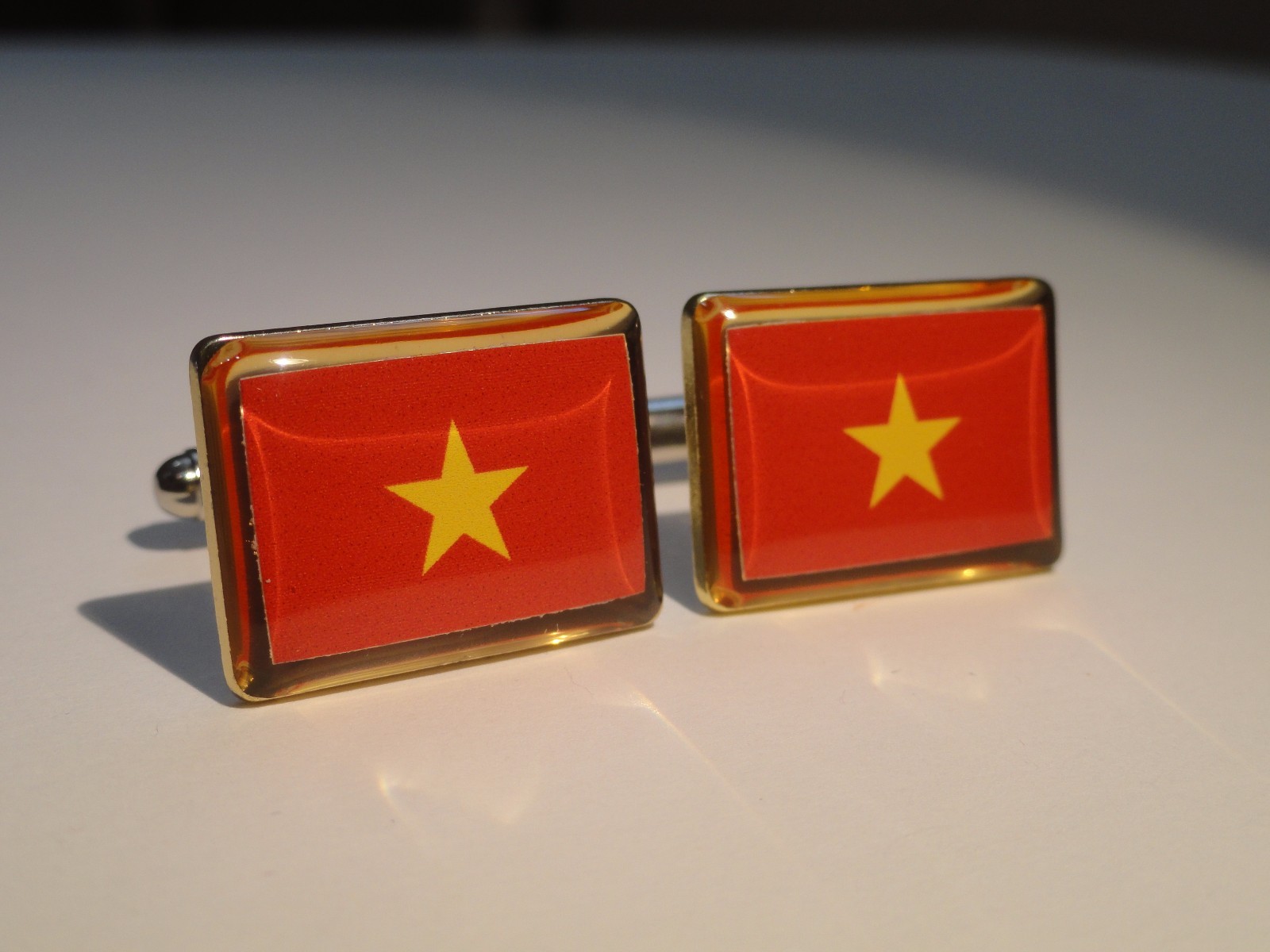 Vietnam Flag Cufflinks–Vietnamese Asian Southeast Asia Hanoi Ho Chi Minh