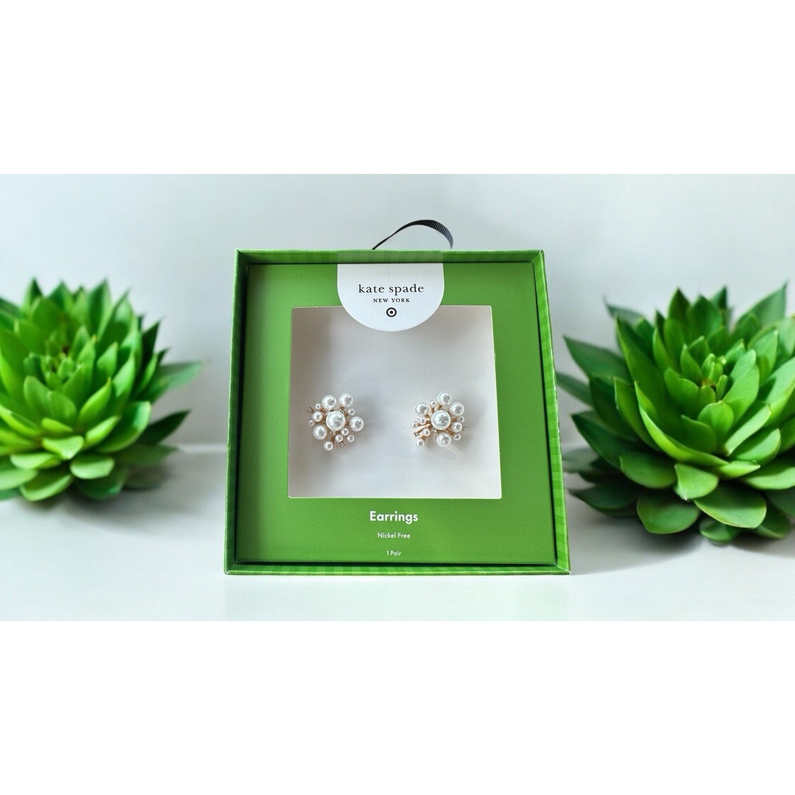 Kate Spade Pearl Cluster Stud Classic Luxury Earrings White/Gold NIB