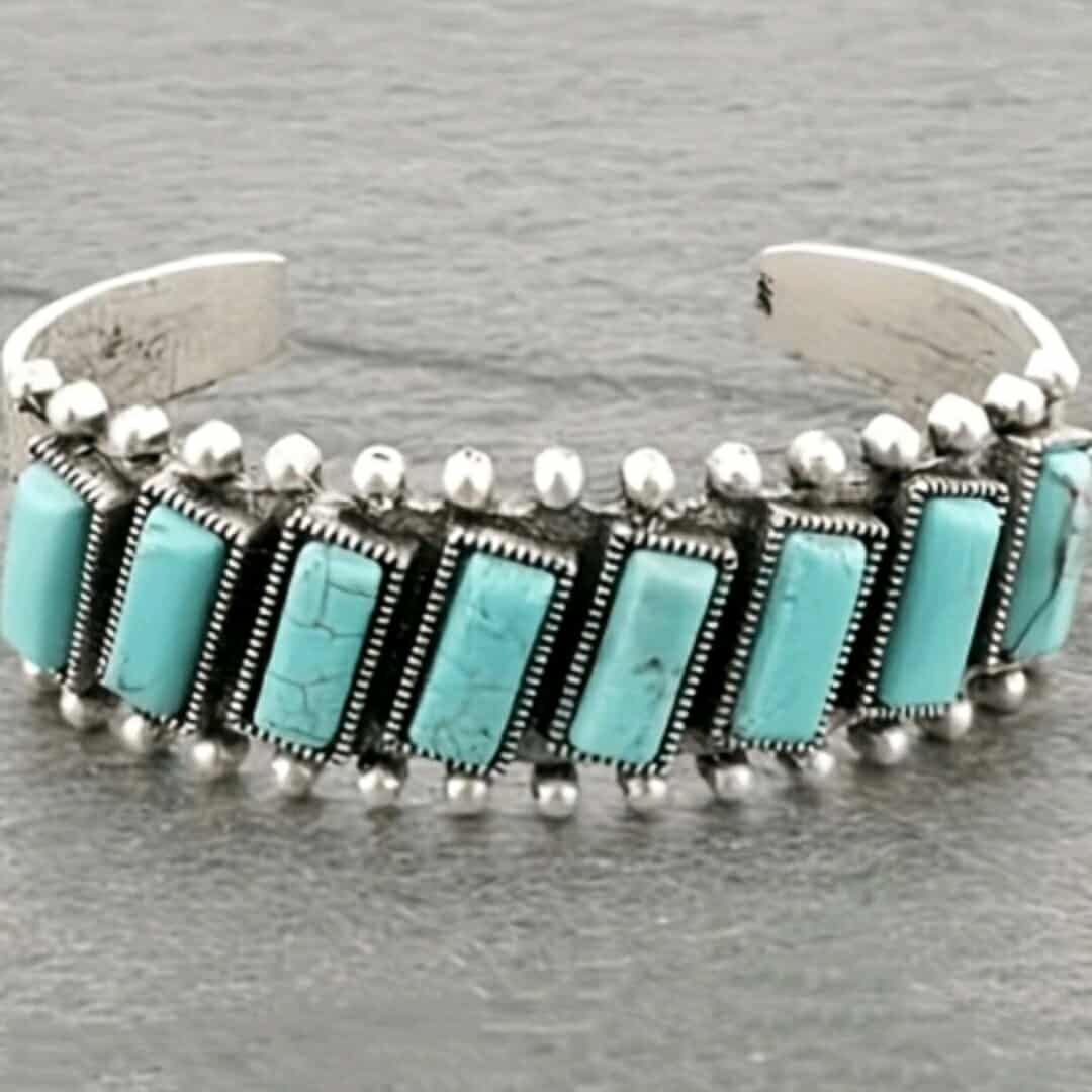 Boho 925 Sterling Silver Vintage Turquoise Tibetan Tibet Bracelet Bangle Cuff
