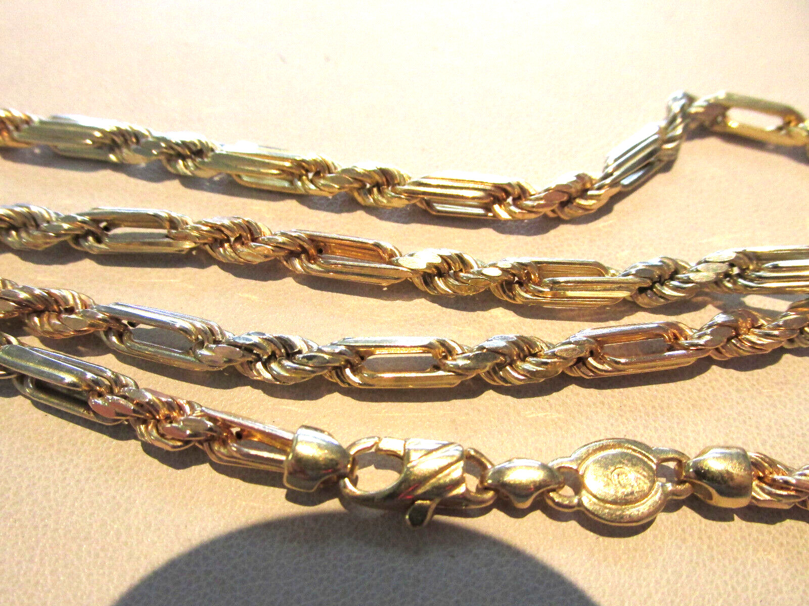 27.5 inch 14k Solid Gold Multi Colored Figarope Chain Necklace MAKE OFFER