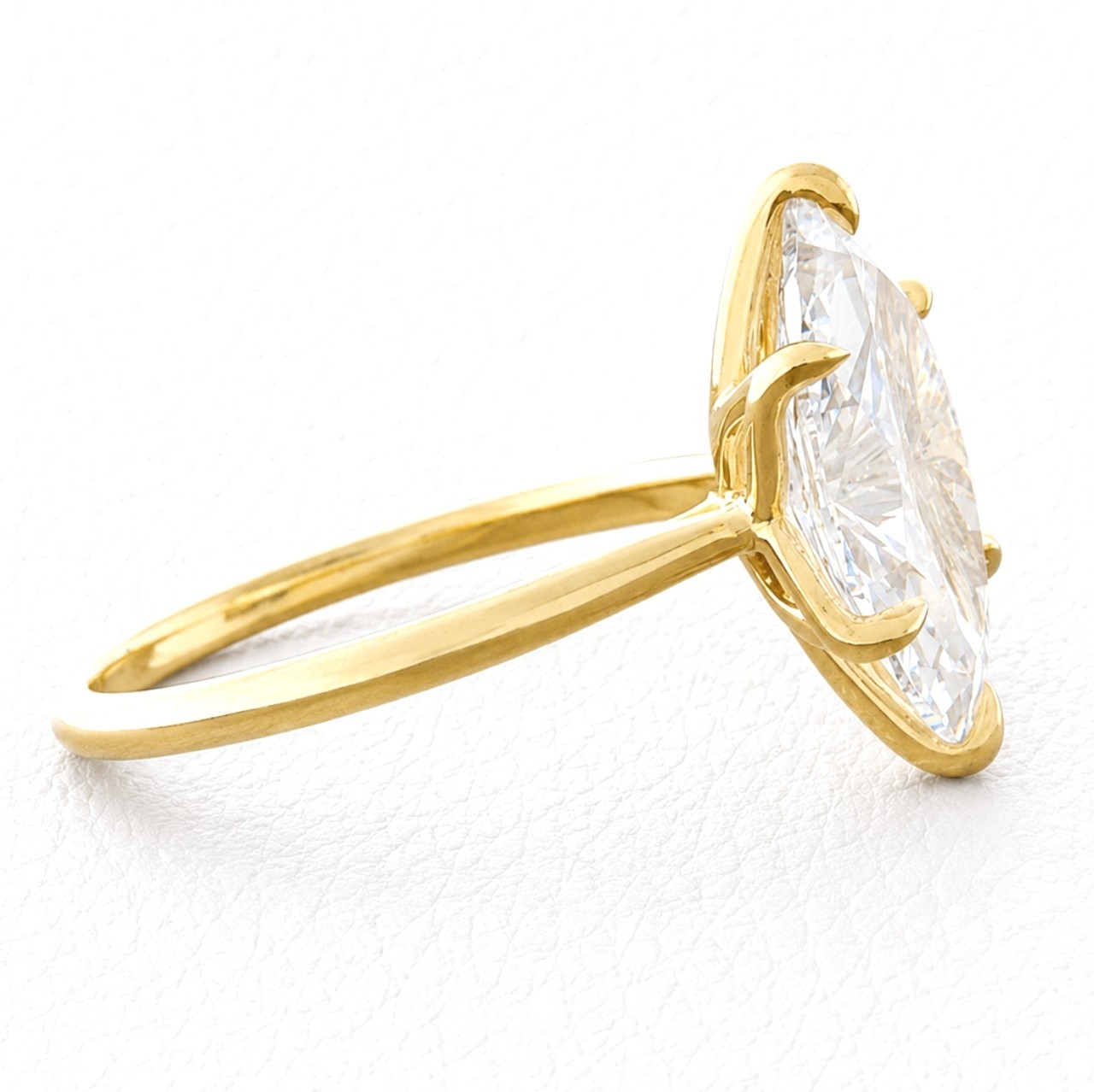 4 CT Marquise Moissanite Solitaire Engagement Ring Dainty Yellow Gold Plated 925