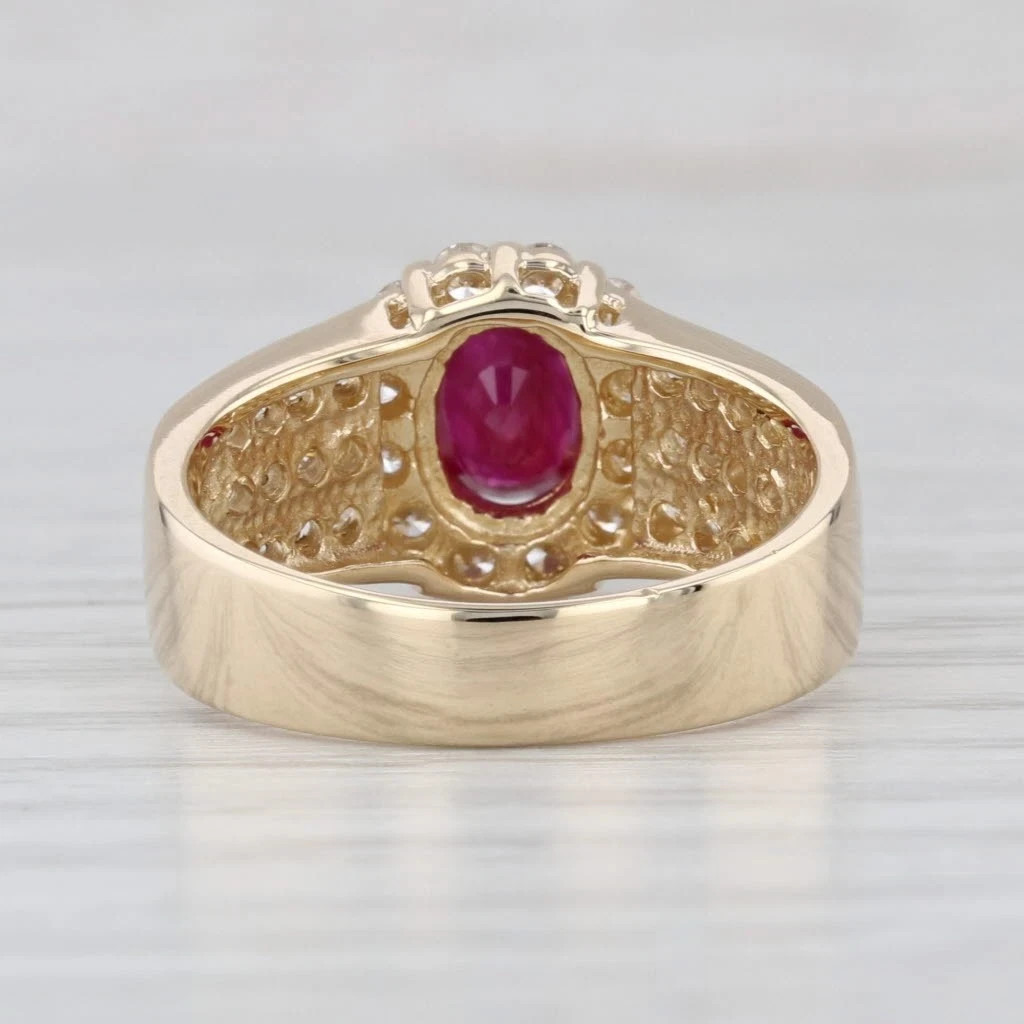 1.77ctw Ruby Diamond Halo Ring 14k Yellow Gold Size 8