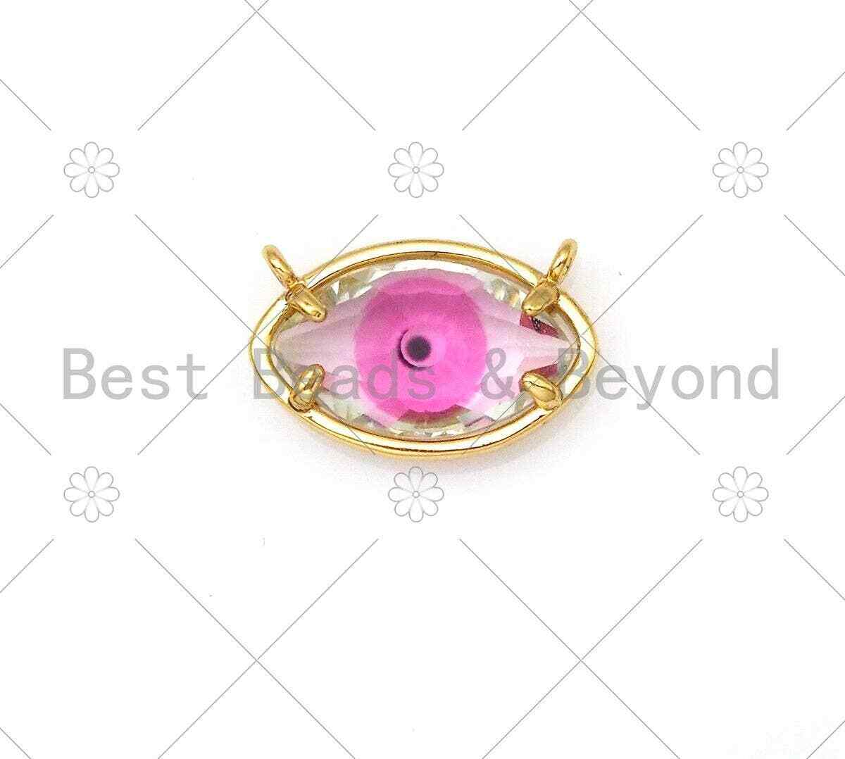 Colorful Evil Eye Shape Pendant/Charm, 18K Gold Filled Glass Quartz Charm,