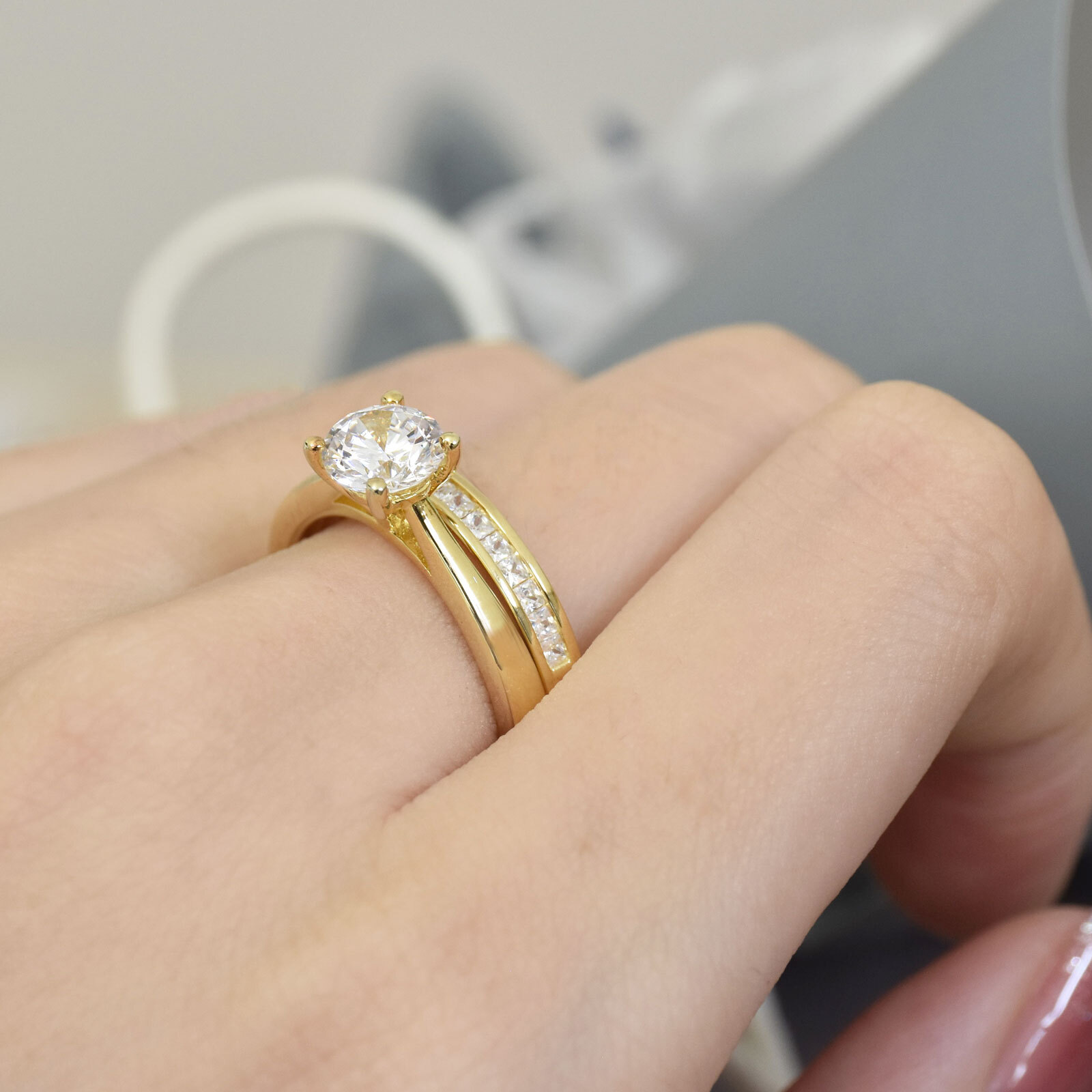 1 Carat Silver Bridal Set Engagement Promise Wedding Ring Sets Womens Jewelry