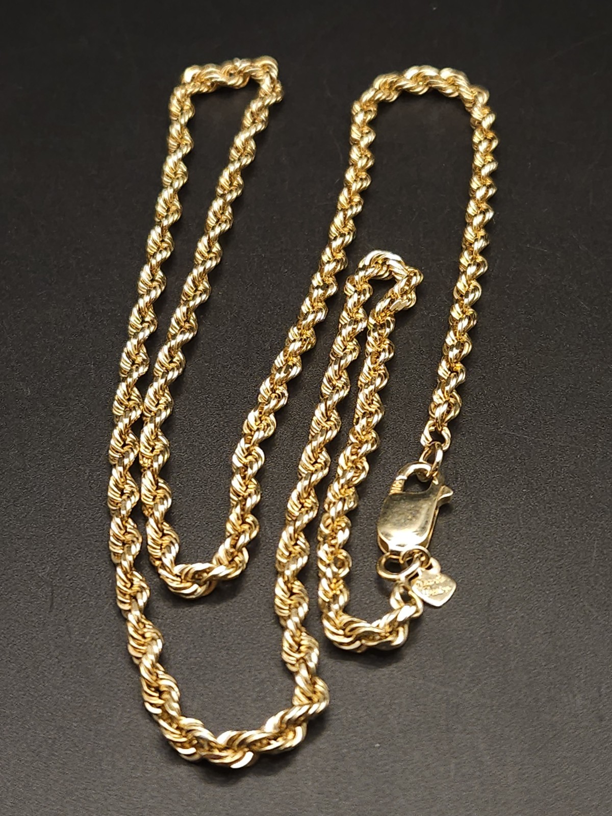 Solid 14K Yellow Gold Heavy Duty 3.2mm Rope Chain 18.8g Total Weight 21.5″​ Leng