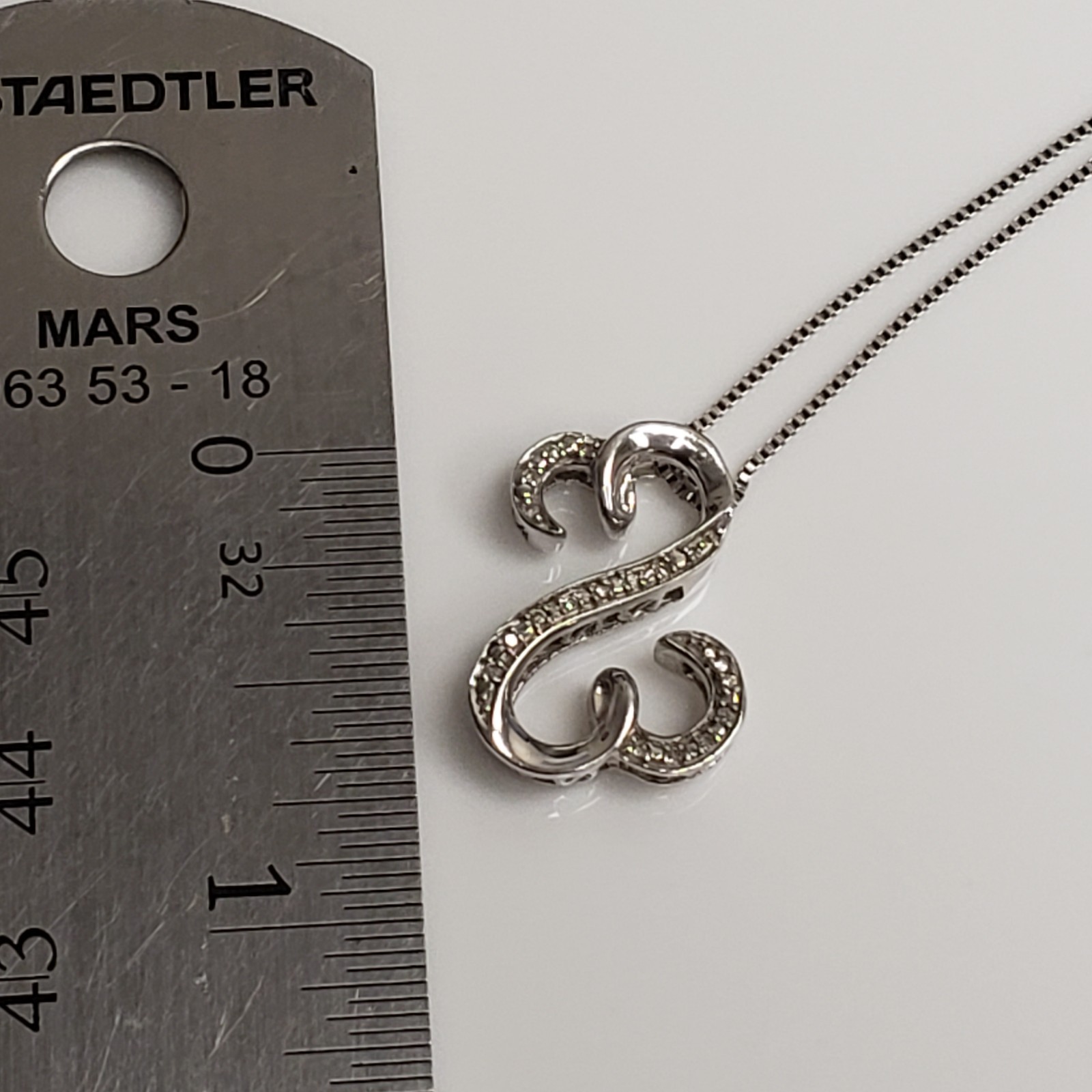 Jane Seymour Sterling Silver Open Hearts Diamond Classic Heart Pendant 18″ – .15