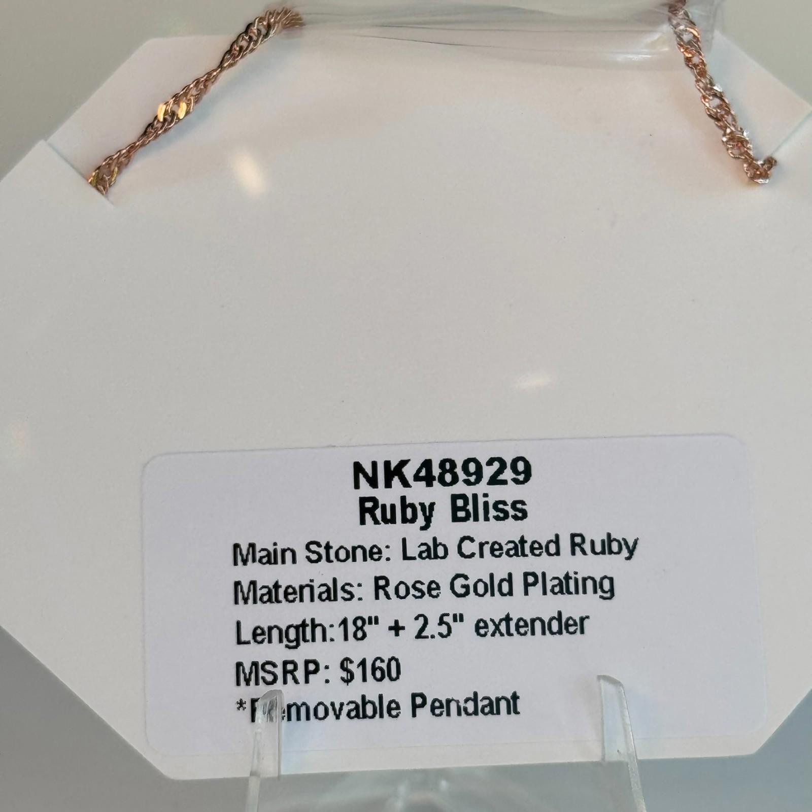 Bomb Party July Flower Necklace “Ruby Bliss” NK48929 LC Ruby On Rose Gold