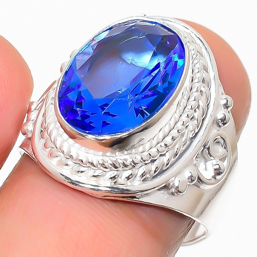Blue Tanzanite Gemstone 925 Sterling Silver Jewelry All Size Ring For Gift