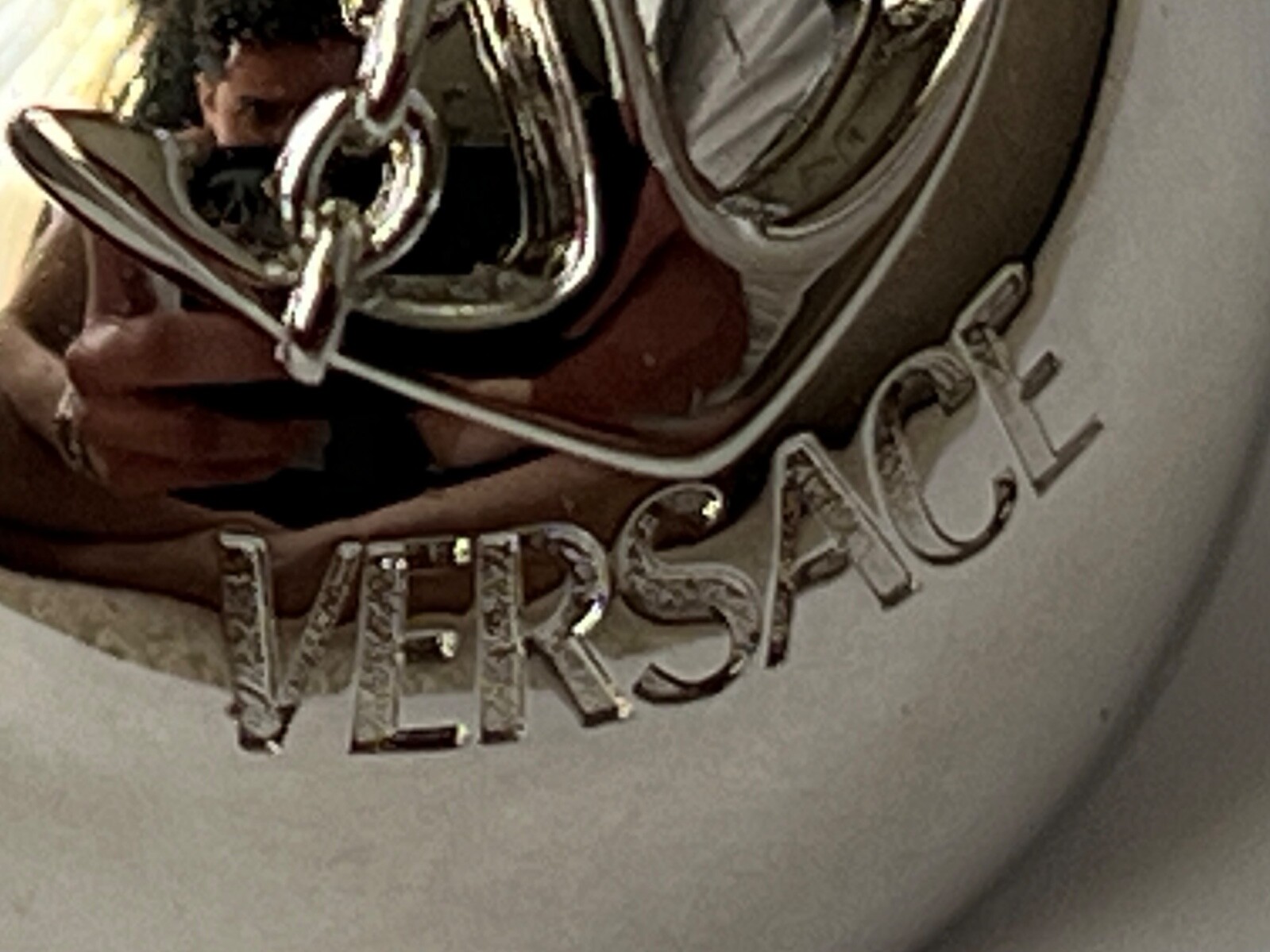 NIB Versace Nautical Anchor Logo Large Silver Sphere Round Ball Earrings $975