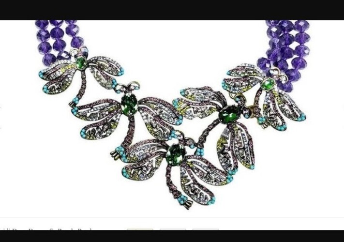 Heidi Daus “Dragonfly Artistry” Swarovski Crystal Necklace-Amethyst-AUTHENTIC