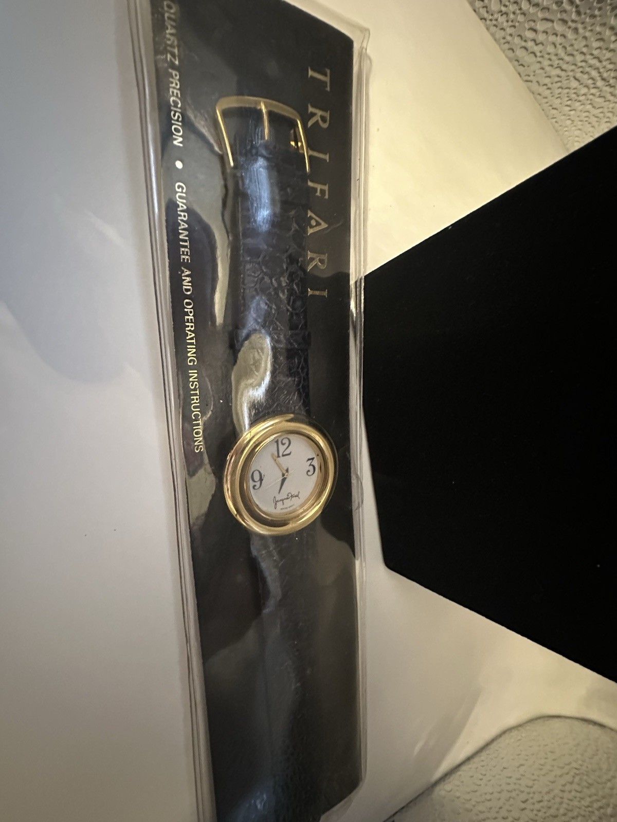 Trifari Jacques Farel Vintage Women’s Quartz Analog Watch, White Dial, Leather